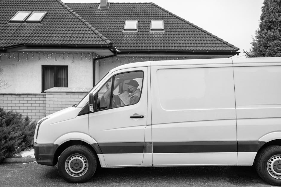 White service van for mobile auto glass repair